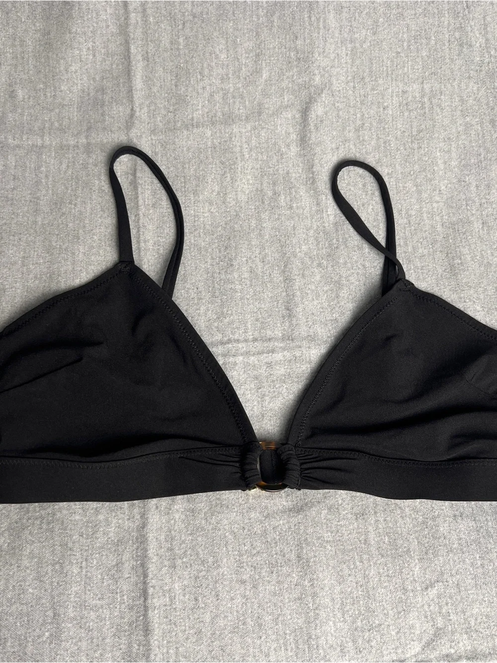 H&M Black Bikini Top Size 8 with Ring Detail, NWOT